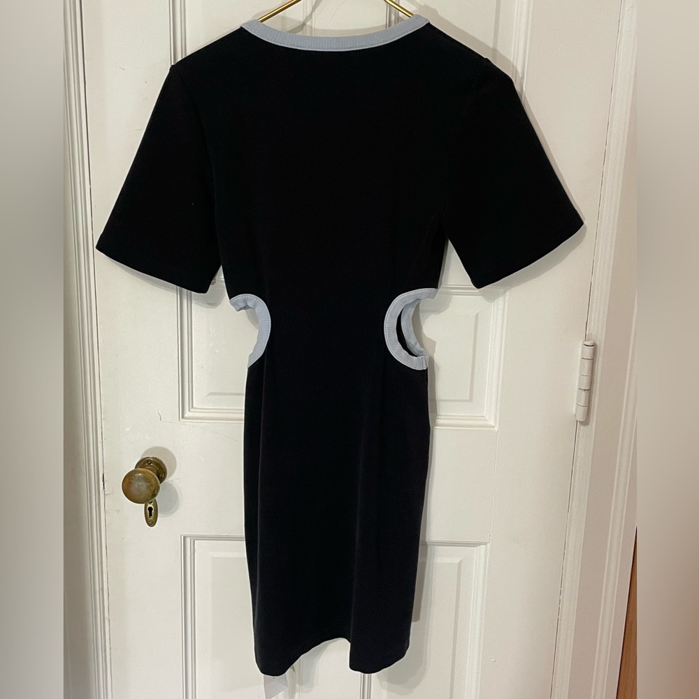 Third Form Ring Around Tee Mini Dress Black Blue Trim 4 Cutout Casual Chic - Picture 11 of 11